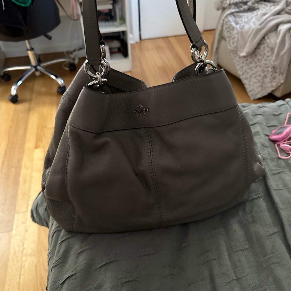 Coach Taupe Leather Shoulder Bag